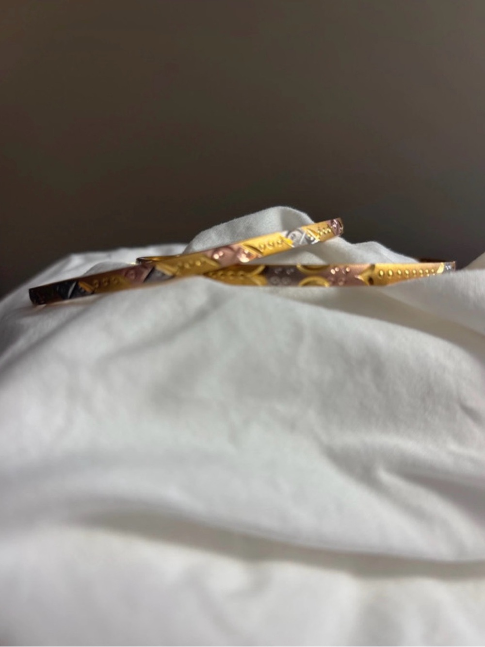 Tri-Color Metal Twisted Bangle Bracelet - Women Jewelry